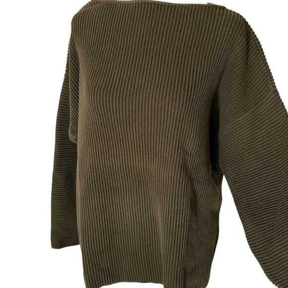 Vintage Y2k Green Ribbed Long Sleeve Sweater Slouchy grandpa size M oversized - Picture 2 of 11